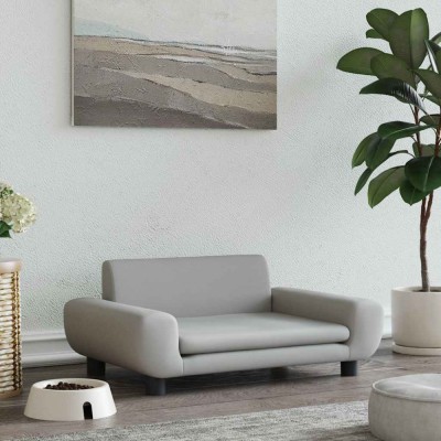 Pat de c&amp;acirc;ini, gri deschis, 70x45x33 cm, catifea foto