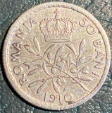 50 BANI 1910 CAROL I/ ARGINT(.835)/ 2,5 g. / 18 mm./ SE VINDE MONEDA DIN POZE