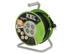 Prelungitor alimentare KEL 3x1,5mm&sup2; bobinat cu 4 prize PVC negru