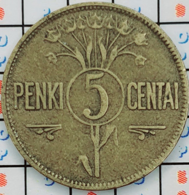 Lituania 5 centai 1925 - km 72 - A014 foto