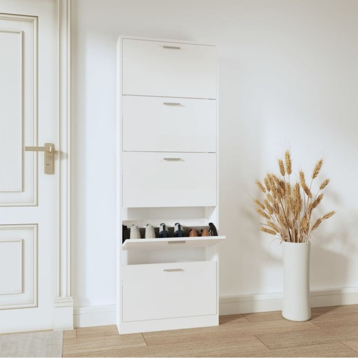 vidaXL Pantofar, alb extralucios, 59x17x169 cm, lemn compozit