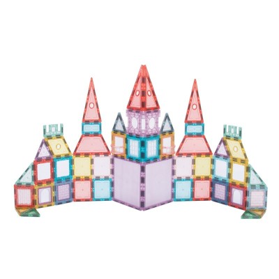 Set magnetic pentru constructii, 66 piese multicolor, plastic transparent, foto
