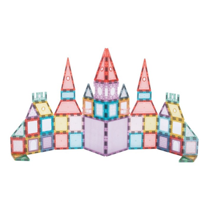 Set magnetic pentru constructii, 66 piese multicolor, plastic transparent,