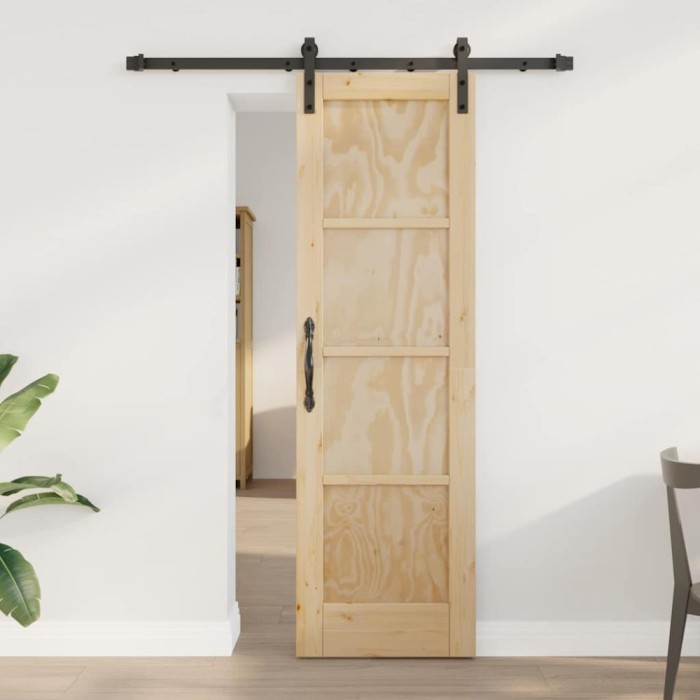 Ușa glisantă Manual Natural și negru 61 x 198.5 cm