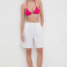 Max Mara Beachwear pantaloni scurți de plajă femei, culoarea alb, uni, high waist, 2416141019600 2416140000000