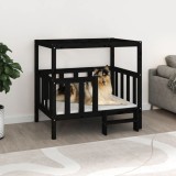 Cumpara ieftin Pat pentru c&acirc;ini, negru, 105,5x83,5x100 cm, lemn masiv de pin