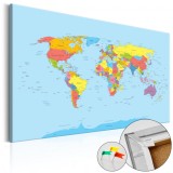 Cumpara ieftin Tablou din plută - Rainbow Geography [Cork Map] 120x80 cm
