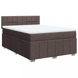 Cumpara ieftin Pat continental cu saltea, maro inchis, 140x200 cm, textil