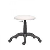 SCAUN PROFESIONAL TABURET LABOR - Metalica-cromata cu role - Fara inaltator - Piele ecologica