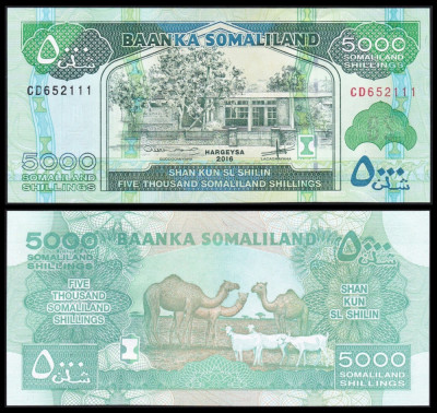 SOMALILAND █ bancnota █ 5000 Shillings █ 2016 █ P-21e █ UNC █ necirculata foto