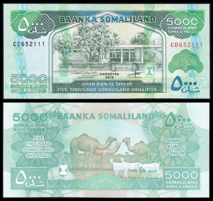 SOMALILAND █ bancnota █ 5000 Shillings █ 2016 █ P-21e █ UNC █ necirculata