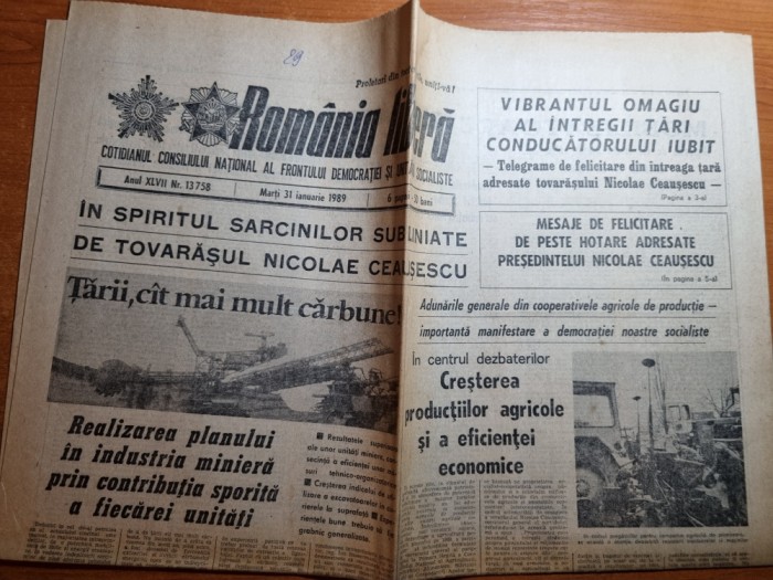 romania libera 31 ianuarie 1989-mesaje de felicitare pt ceusescu din afara tarii
