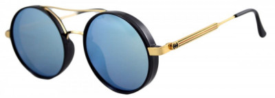 Ochelari de soare Rotunzi Bleu Oglinda cu Auriu foto