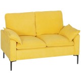 HOMCOM Divan cu Două Locuri &Icirc;mbunătățit &icirc;n Material Textil de Tip Spugna cu Perne Detașabile, Divan Compact Modern cu Brațe și Picioare Metalice pentr