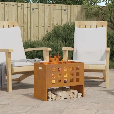 vidaXL Cuptor de foc Maro 50 x 30 x 40 cm Oțel rezistent la intemperii 858971 foto