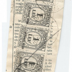 Romania, Lot 311 cu fragment de aviz cu 8 timbre fiscale