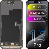 Cumpara ieftin Display cu Touchscreen ZY pentru Apple iPhone 15 Pro, cu Rama, Versiune LCD In-Cell IC Movable, Negru
