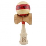 Kendama X FREQUENCY Originala, Profesionala, Big Cups V2, Super Sticky cu Cupe Mari, Rulment Metalic,18 cm, Ata 55 cm, Rosu/Maro