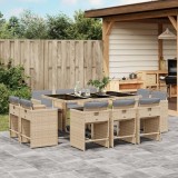 Set mobilier gradina cu perne, 11 piese bej combinat poliratan GartenMobel Dekor, vidaXL