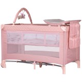 Cumpara ieftin Patut pliabil cu saltea de infasat Chipolino Luna pink marshmallow
