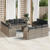 vidaXL Set mobilier de grădină cu perne, 13 piese, gri, poliratan