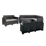 Set Mobilier Gradina Coltar Leziter Nero VII 10 Locuri, Plastic Rezistent UV, Culoare Grafit