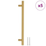Manere de dulap, 5 buc., auriu, 192 mm, otel inoxidabil