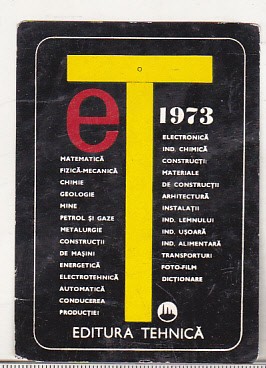 bnk cld Calendar de buzunar 1973 Editura Tehnica foto