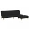 Canapea extensibila cu taburet, 2 locuri, negru, textil