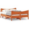 Cadru pat fara saltea, maro ceruit, 135x190 cm, lemn masiv pin