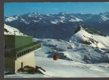 CPIB 25267 CARTE POSTALA - MONTANA-CRANS. RESTAURANTUL GHETII DE LA PLAINE-MORTE SI PANORAMA ALPI, TELECABINA, CIRCULATA. 1976, STAMPILE, TIMBRU