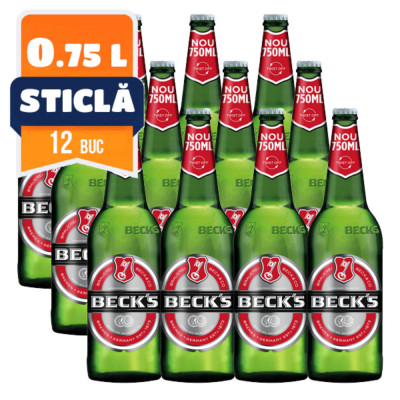 Bere BECKS Blonda, 0.75L, Sticla, 12 Buc/Bax, Becks, Bere Becks, Bere Blonda, Becks cu Alcool foto