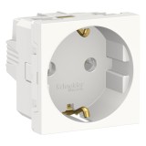 Priza schuko simpla Schneider Electric Noua Unica NU303618, incastrata, modulara - 2, contact de protectie, 2P+E, 16A, alba