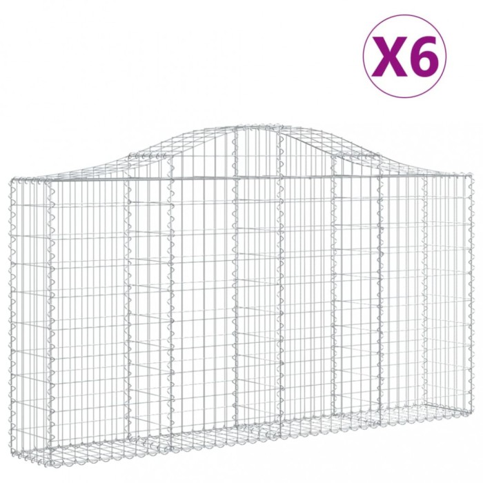 Cosuri gabion arcuite 6 buc, 200x30x100/120 cm fier galvanizat