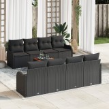 Set canapea grădină vidaXL 9 piese cu perne ratan negru acacia