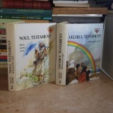 PENNY FRANK - BIBLIA PENTRU COPII : VECHIUL TESTAMENT + NOUL TESTAMENT , ( VOL. 1 + VOL. 2 ) , ILUSTRATII TONY MORRIS , 1999 *