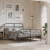 Gossi cadru pat metalic cu tablie de cap/picioare, negru, 137x190 cm