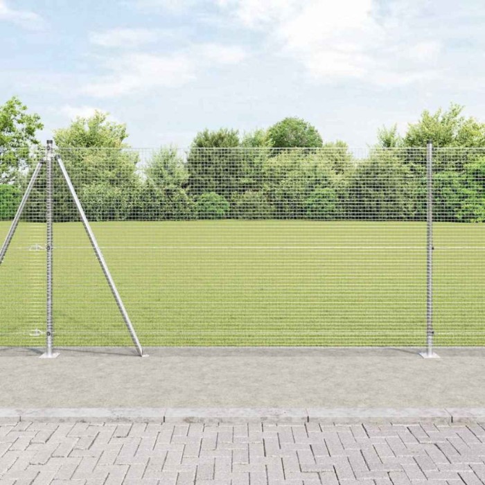 Gard de s&acirc;rmă sudată cu 7 st&acirc;lpi flansați 1.2x10 m Oțel galvanizat