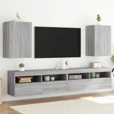vidaXL Comode TV de perete, 2 buc., gri sonoma, 40,5x30x60 cm, lemn