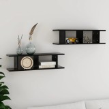 vidaXL Rafturi de perete, 2 buc, negru, 78x18x20 cm, PAL