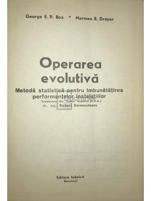 G. Box - Operarea evolutiva (Editia: 1975)