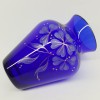 Vaza Sticla Albastru Cobalt Pictata Manual Vintage, 11.5cm - Vaza Decorativa Colectie