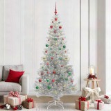 vidaXL Brad de Crăciun cu 300 LED cu suport Argintiu 240 cm PET 3396700