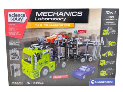 Set Stiintific Clementoni Mechanics Car Transporter 10 IN 1 Laborator de Mecanica 190+ Piese 8+ foto