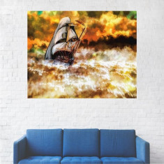Tablou Canvas, Peisaj Artistic Barca pe Mare - 40 x 50 cm foto