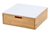 Cumpara ieftin Cutie depozitare capsule cafea 4 compartimente, bambus maro sticla alba 31,5 x 30 x 11 cm