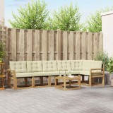 vidaXL Set Canapele Exterior 7 Piese Lemn Acacia Textilene Alb Crem Pernă Rezistentă Vreme