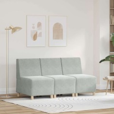 Unitate Sofa Modulară Fără Brațe 3 pcs Gri deschis