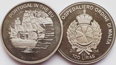 2620 Ordinul din Malta 100 Liras 2004 Portugal in the EU UNC foto