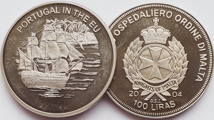 2620 Ordinul din Malta 100 Liras 2004 Portugal in the EU UNC